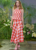 Wohnung Kleidung Sia Midi Rock-Pink Red Gingham