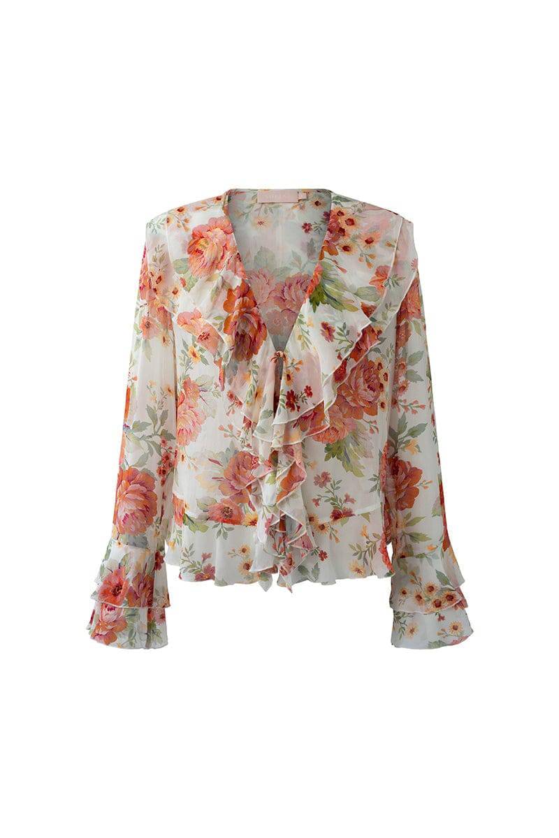 SOFIA THE LABEL Sofia The Label Sienna Ruffle Blouse - Sunset Floral BELLA n' BEAR