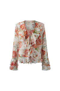 Thumbnail for SOFIA THE LABEL Sofia The Label Sienna Ruffle Blouse - Sunset Floral BELLA n' BEAR