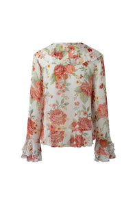 Thumbnail for SOFIA THE LABEL Sofia The Label Sienna Ruffle Blouse - Sunset Floral BELLA n' BEAR