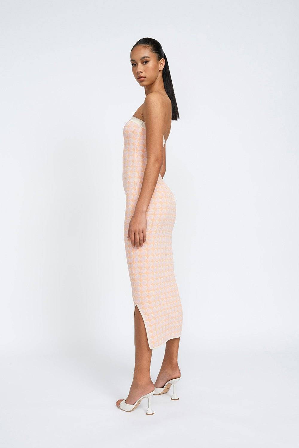 BY JOHNNY By Johnny Sol Geo Knit Midi Dress - Pink Orange Spot BELLA n' BEAR