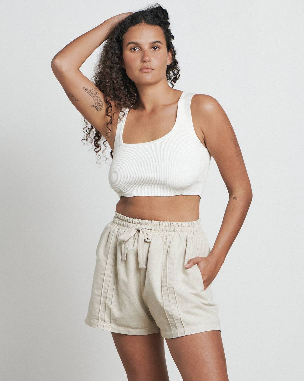 BARE BY CHARLIE HOLIDAY Bare By Charlie Holiday The Asymmetrical Crop Top - White BELLA n' BEAR