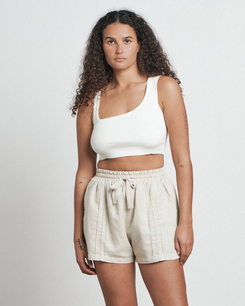 BARE BY CHARLIE HOLIDAY Bare By Charlie Holiday The Asymmetrical Crop Top - White BELLA n' BEAR