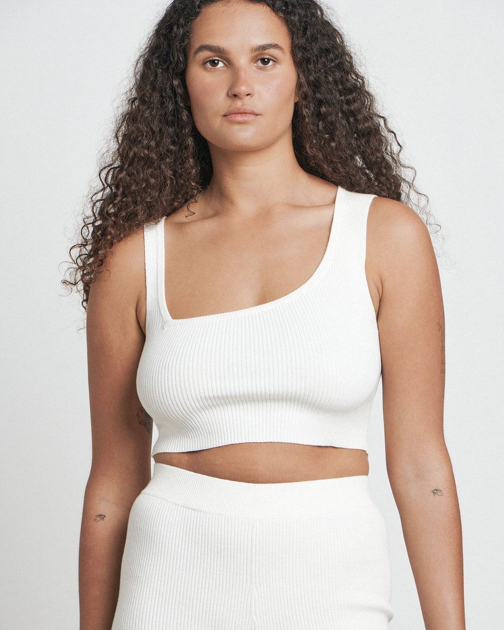 BARE BY CHARLIE HOLIDAY Bare By Charlie Holiday The Asymmetrical Crop Top - White BELLA n' BEAR