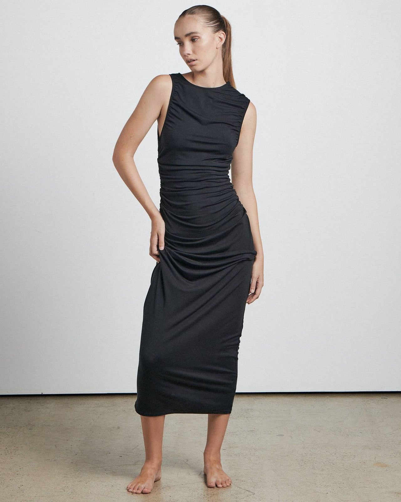 BARE BY CHARLIE HOLIDAY Bare By Charlie Holiday The Fitted Midi Dress - Black BELLA n' BEAR