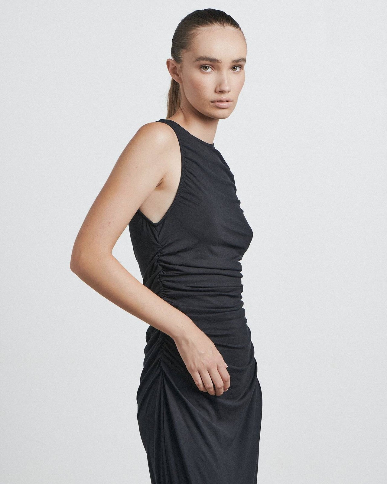 BARE BY CHARLIE HOLIDAY Bare By Charlie Holiday The Fitted Midi Dress - Black BELLA n' BEAR