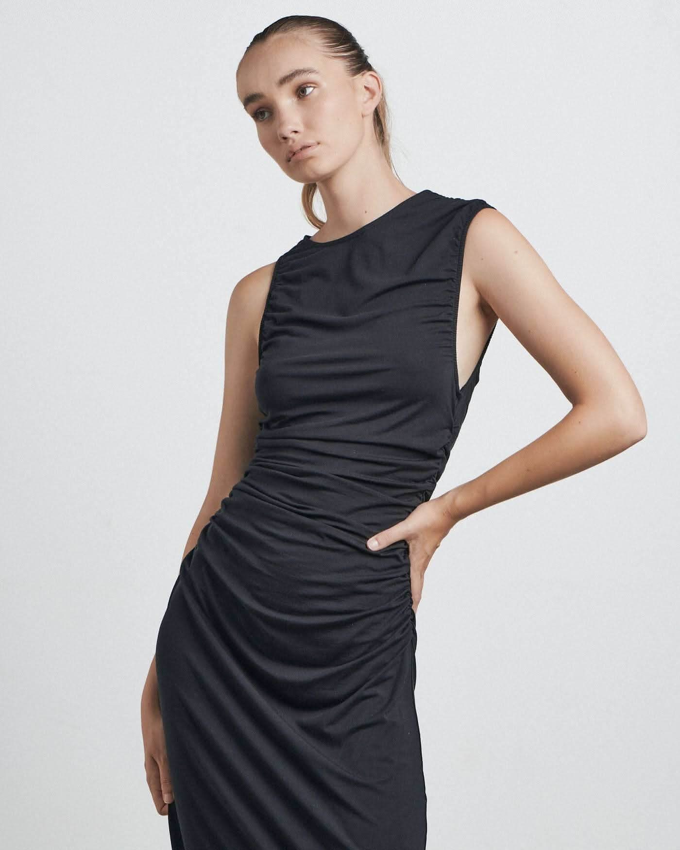 BARE BY CHARLIE HOLIDAY Bare By Charlie Holiday The Fitted Midi Dress - Black BELLA n' BEAR