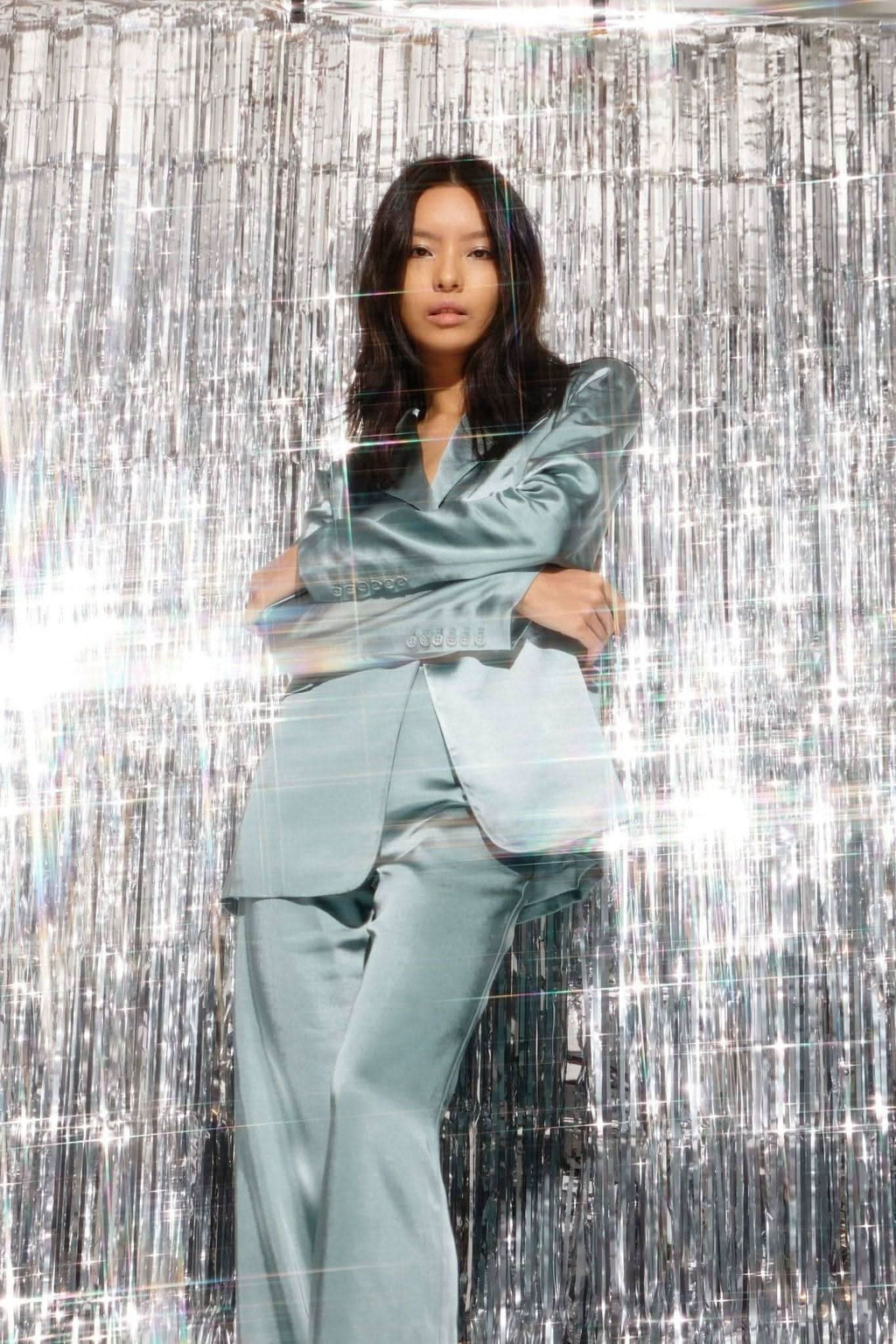 THIRD FORM Third Form Satin Flare Trouser - Powder White, Wave BELLA n' BEAR