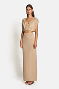 Sofia Das Label Valentina Hohe Taille Maxi Rock-Gold Lurex