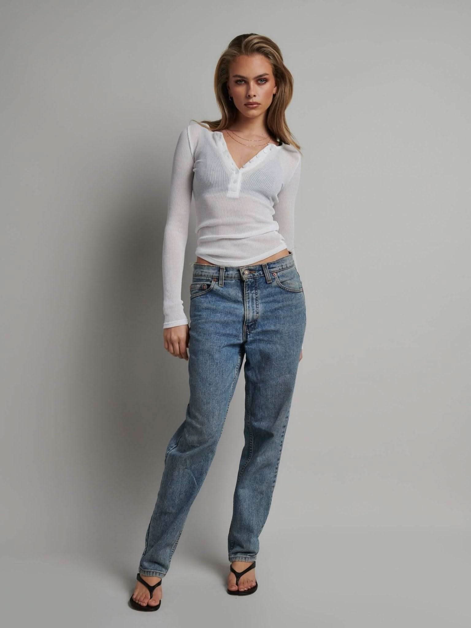 BAYSE Bayse Xavier Button Top - White BELLA n' BEAR