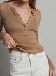 BAYSE Bayse Xavier Button Top - Latte BELLA n' BEAR